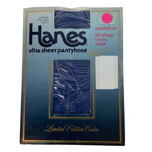 Hanes Ultra Sheer Pantyhose Sapphire Size C Large All Sheer Toe To Waist 1985